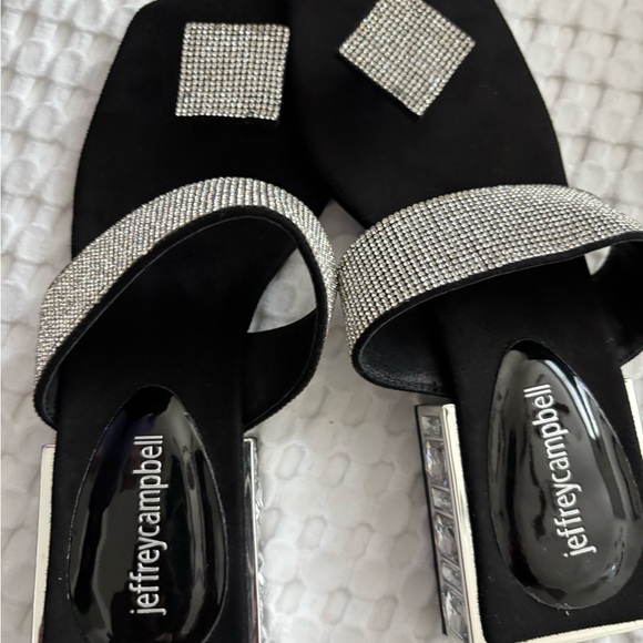 Jeffrey Campbell Black and Silver Sandals with Rhinestone Embellishments - Picture 3 of 3